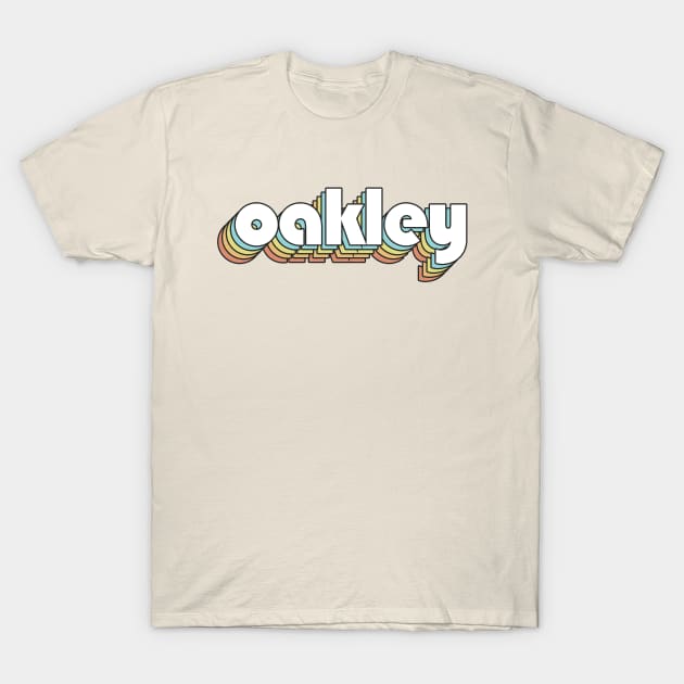 Oakley - Retro Rainbow Typography Faded Style T-Shirt by Paxnotods